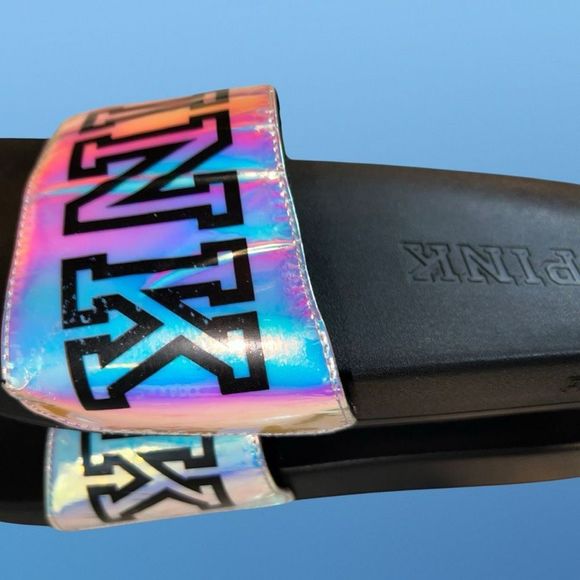 Victoria Secret PINK Iridescent Slides Flip Flops Size 11 - Picture 3 of 5
